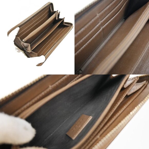 GUCCI GG Pattern Zip Around Long Wallet Supreme Leather Brown - Picture 5 of 7